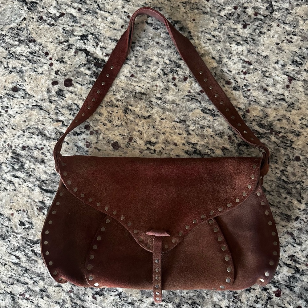 Celine Brown Suede Studded Women's Bag